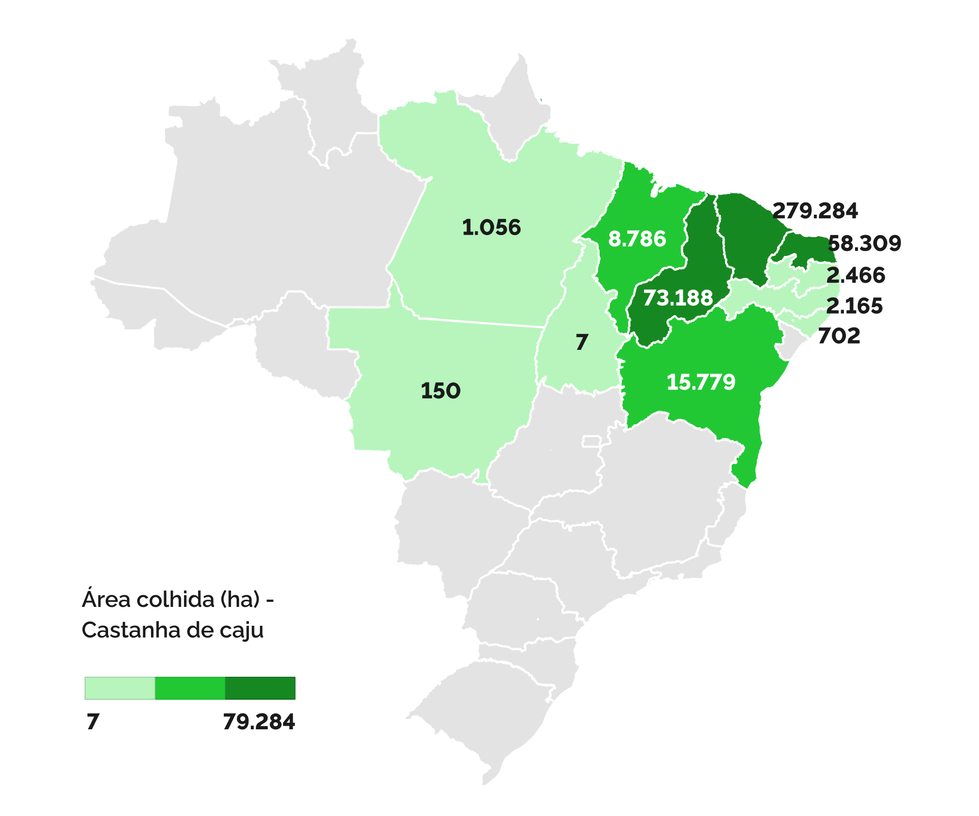 Área colhida (ha) de castanha de caju proveniente de lavouras permanentes em 2023