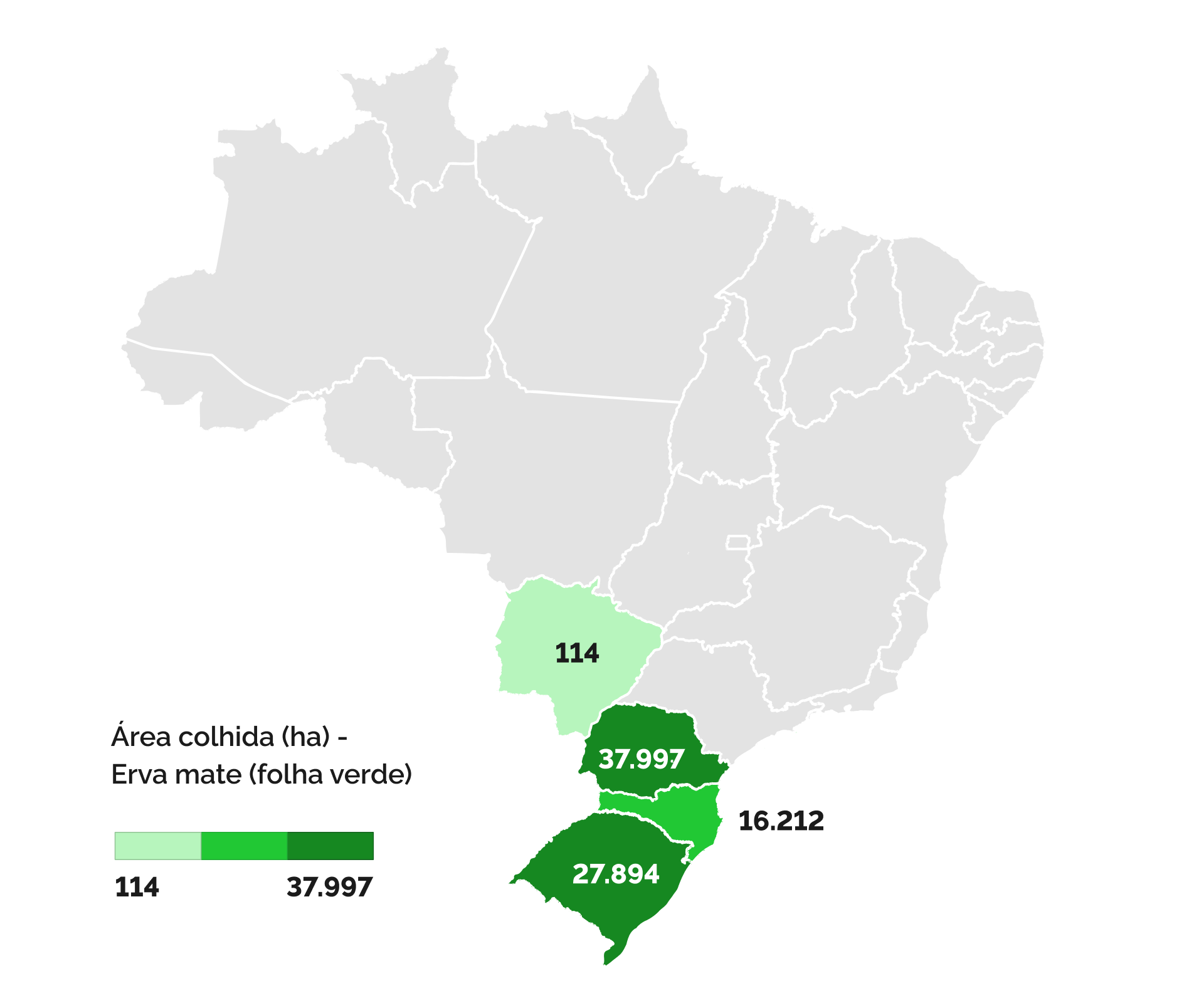 Área colhida (ha) de erva-mate proveniente de lavouras permanentes em 2023